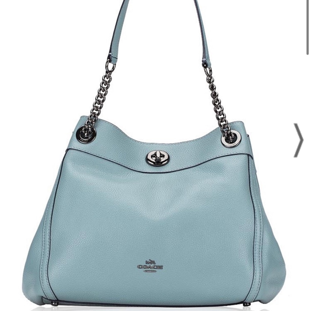 Coach Edie Turnlock Shoulder Bag Cloud 36855 Pebble Leather